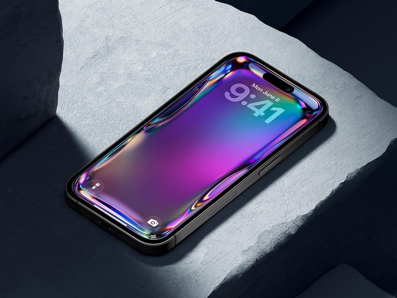 Iridescent Glass Wallpaper | Blue Purple Abstract Fluid Phone Background (Digital Download)