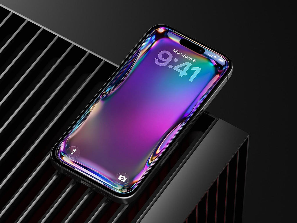 Iridescent Glass Wallpaper | Blue Purple Abstract Fluid Phone Background (Digital Download)