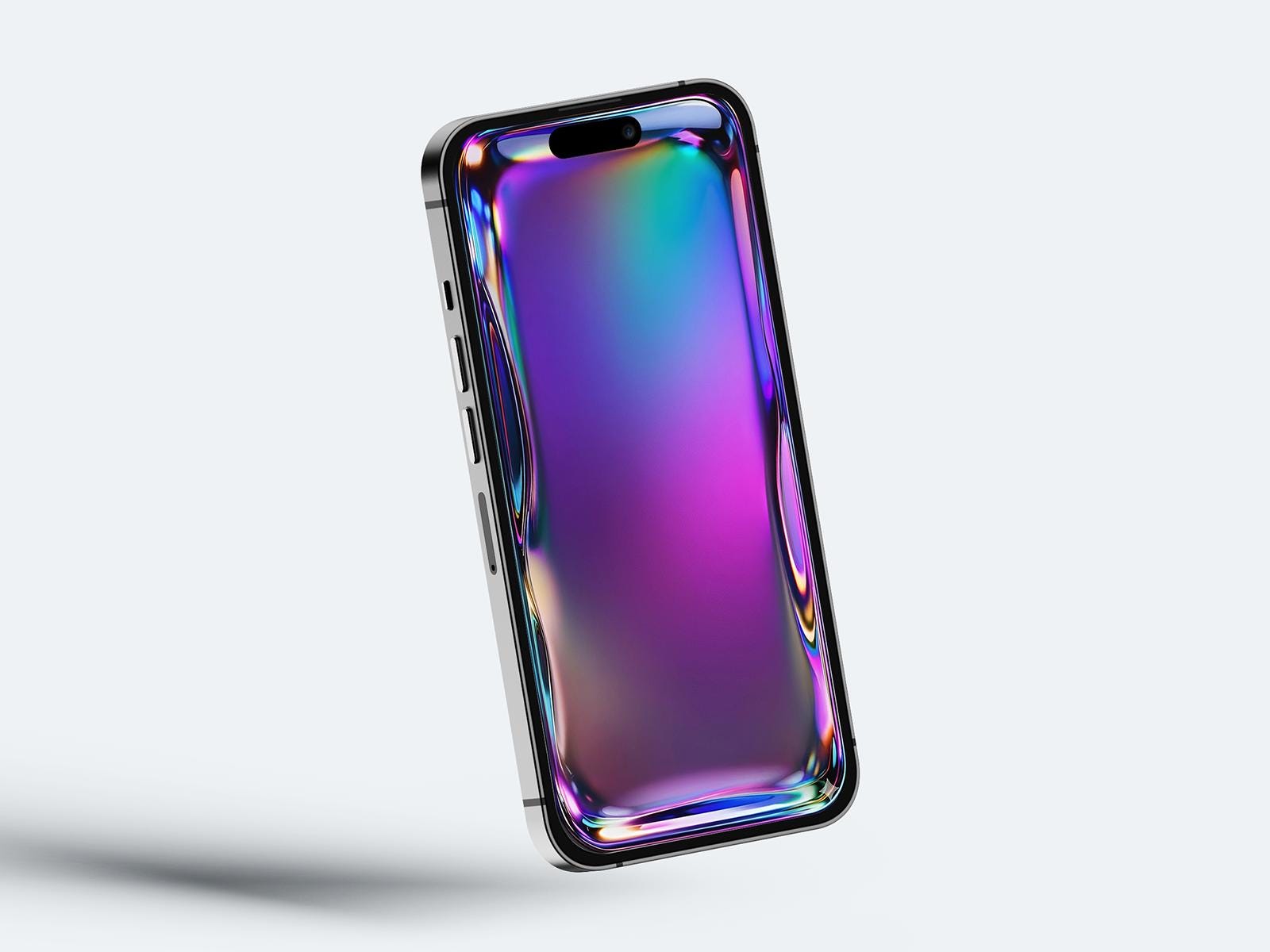 Iridescent Glass Wallpaper | Blue Purple Abstract Fluid Phone Background (Digital Download)