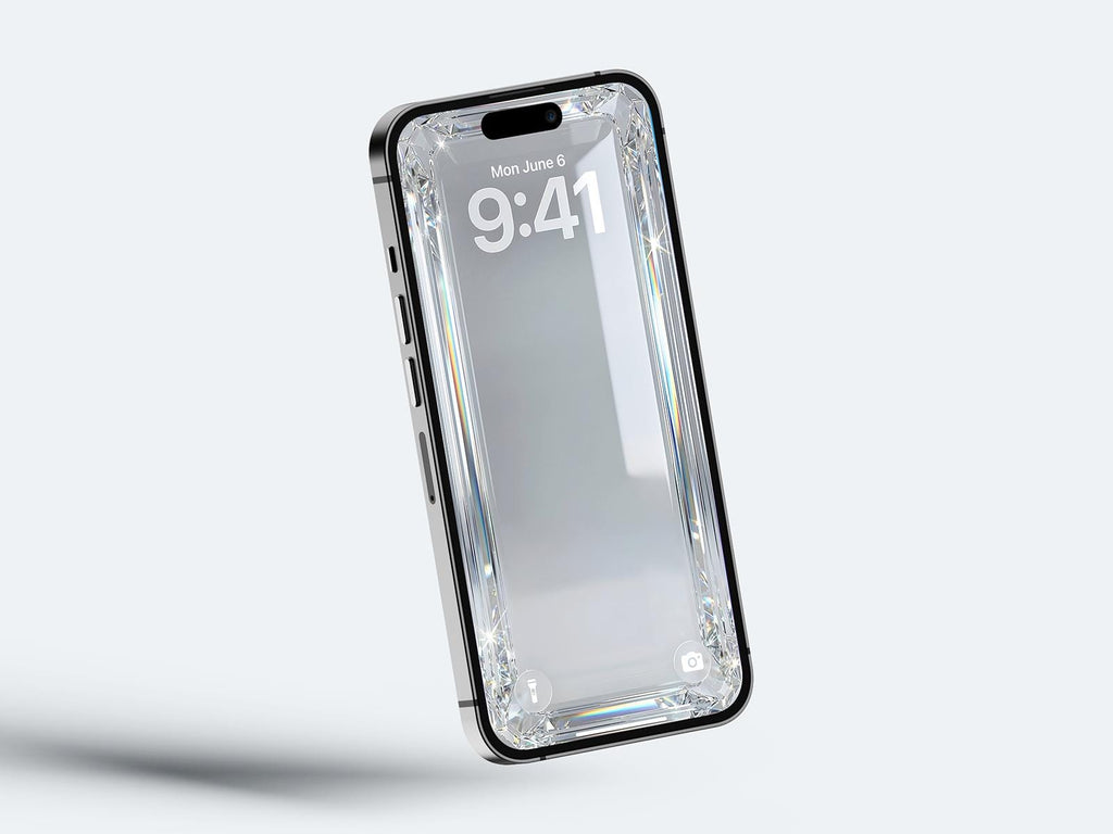 Crystal 3D Glass iPhone Wallpaper – Minimalist (Digital Download)