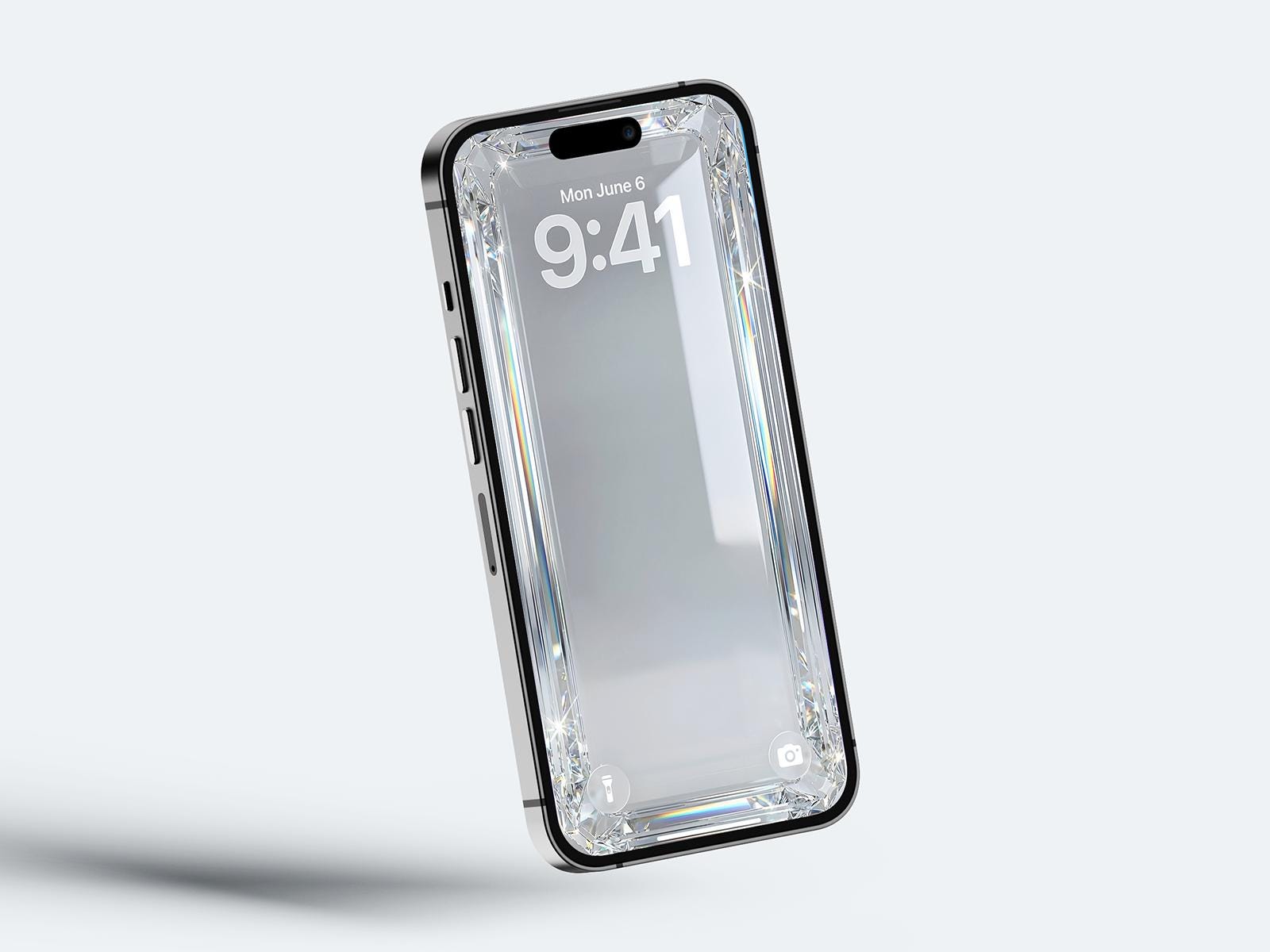 Crystal 3D Glass iPhone Wallpaper – Minimalist (Digital Download)