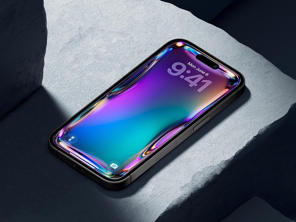 Iridescent Glass Wallpaper | Blue Purple Abstract Fluid Phone Background (Digital Download)