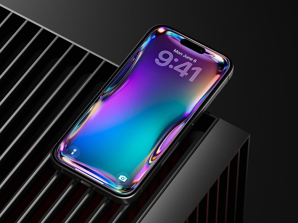 Iridescent Glass Wallpaper | Blue Purple Abstract Fluid Phone Background (Digital Download)