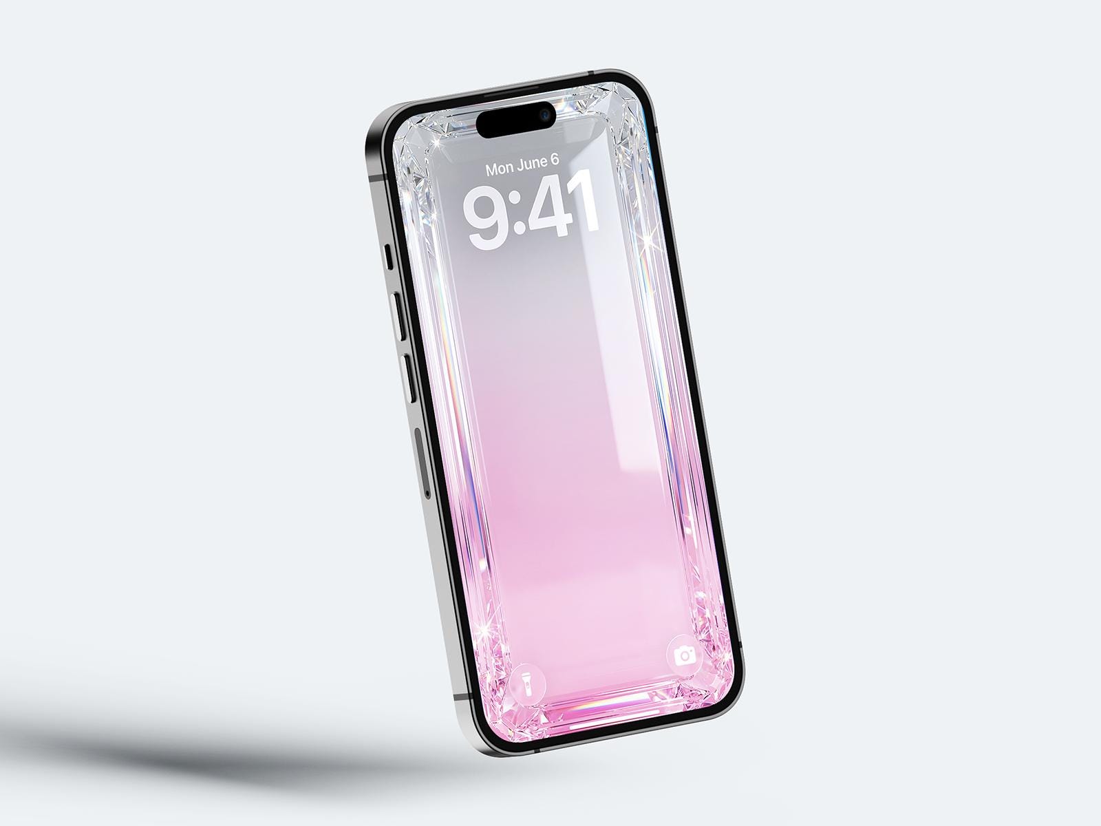 Crystal Rose 3D Glass iPhone Wallpaper – Minimalist (Digital Download