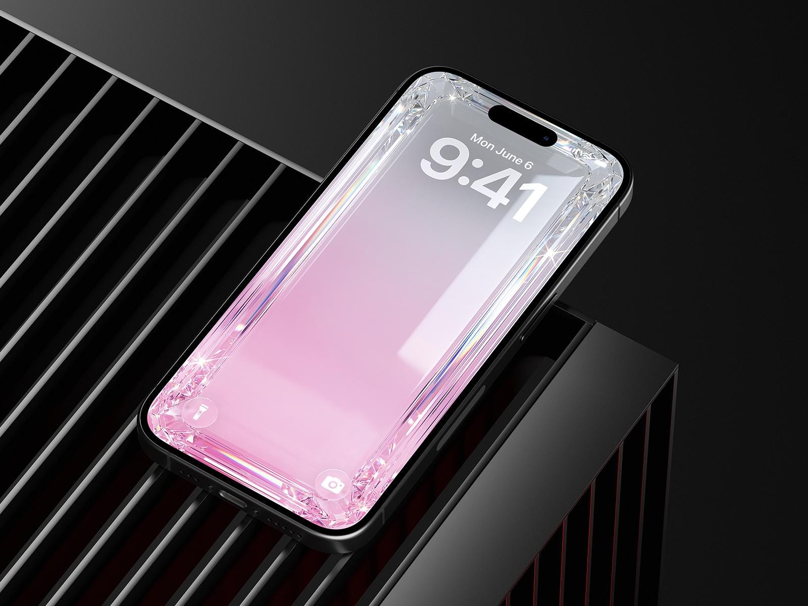 Crystal Rose 3D Glass iPhone Wallpaper – Minimalist (Digital Download