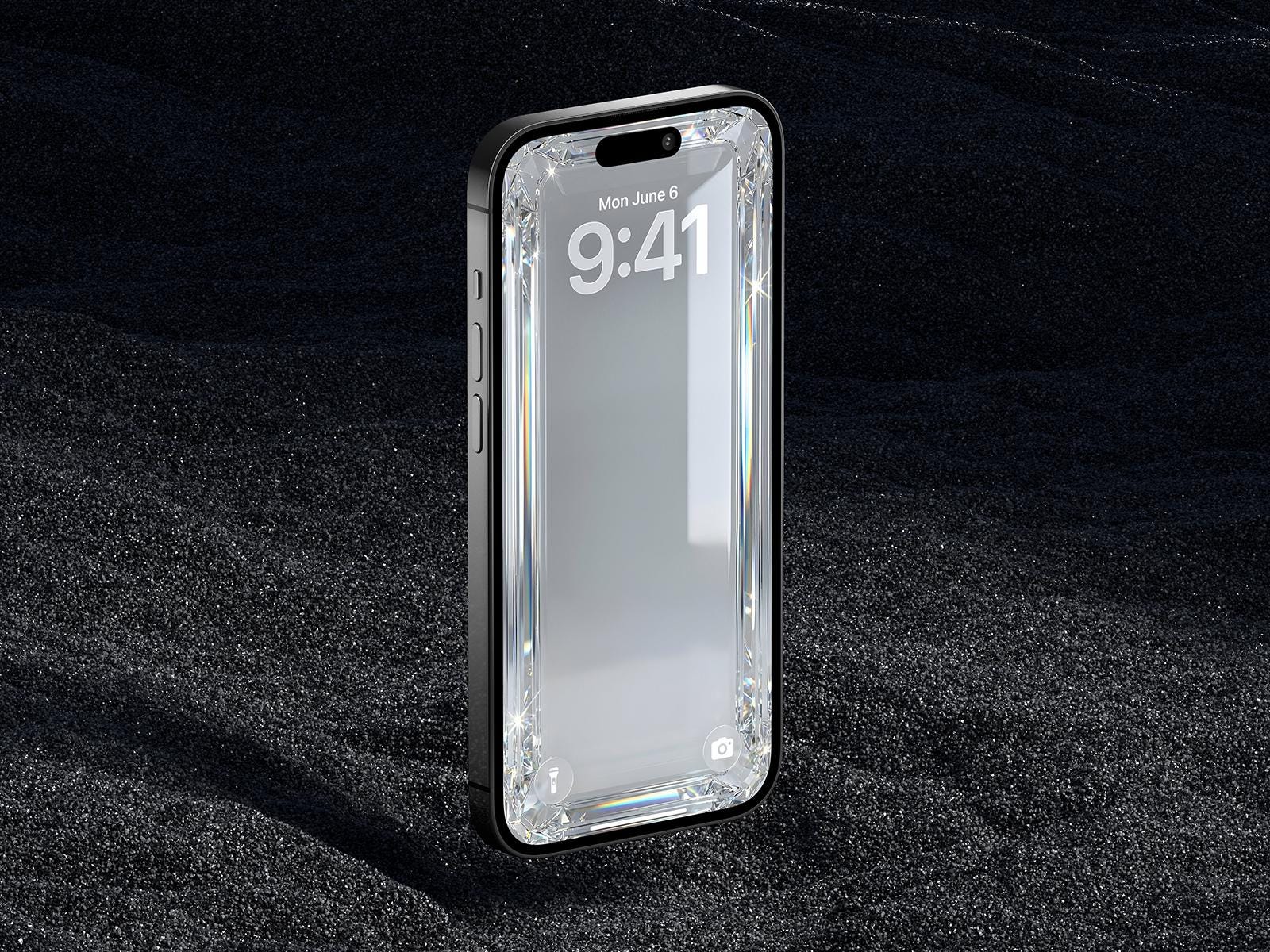 Crystal 3D Glass iPhone Wallpaper – Minimalist (Digital Download)