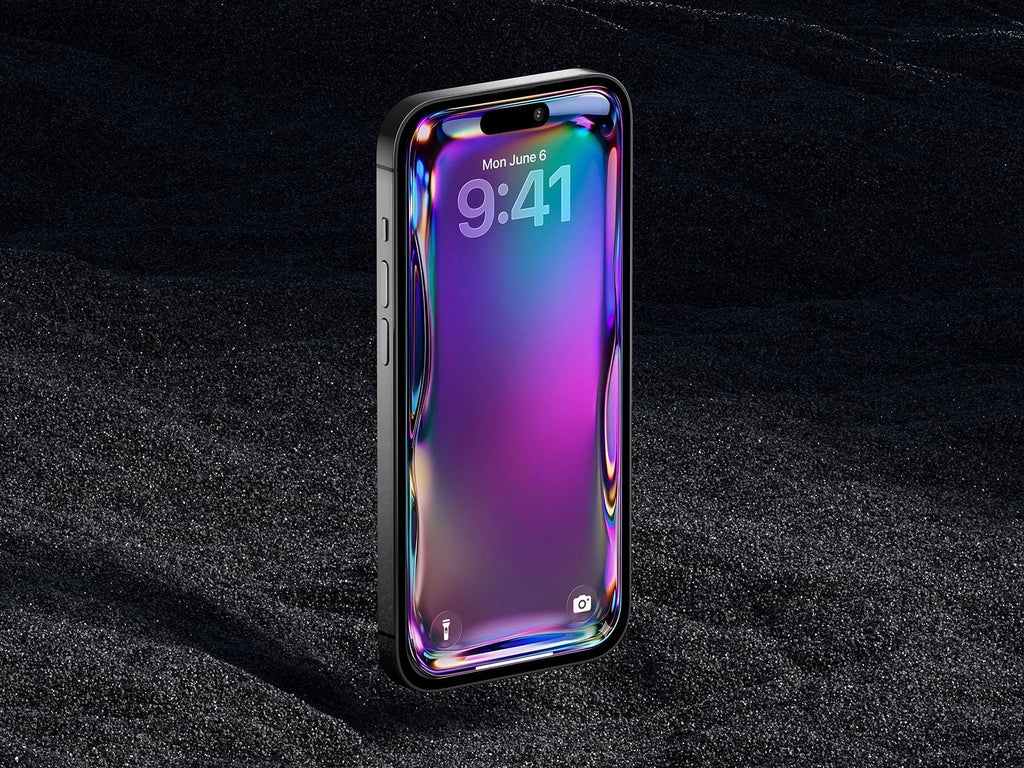 Iridescent Glass Wallpaper | Blue Purple Abstract Fluid Phone Background (Digital Download)