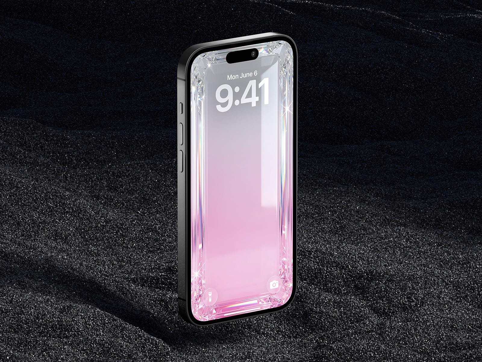 Crystal Rose 3D Glass iPhone Wallpaper – Minimalist (Digital Download