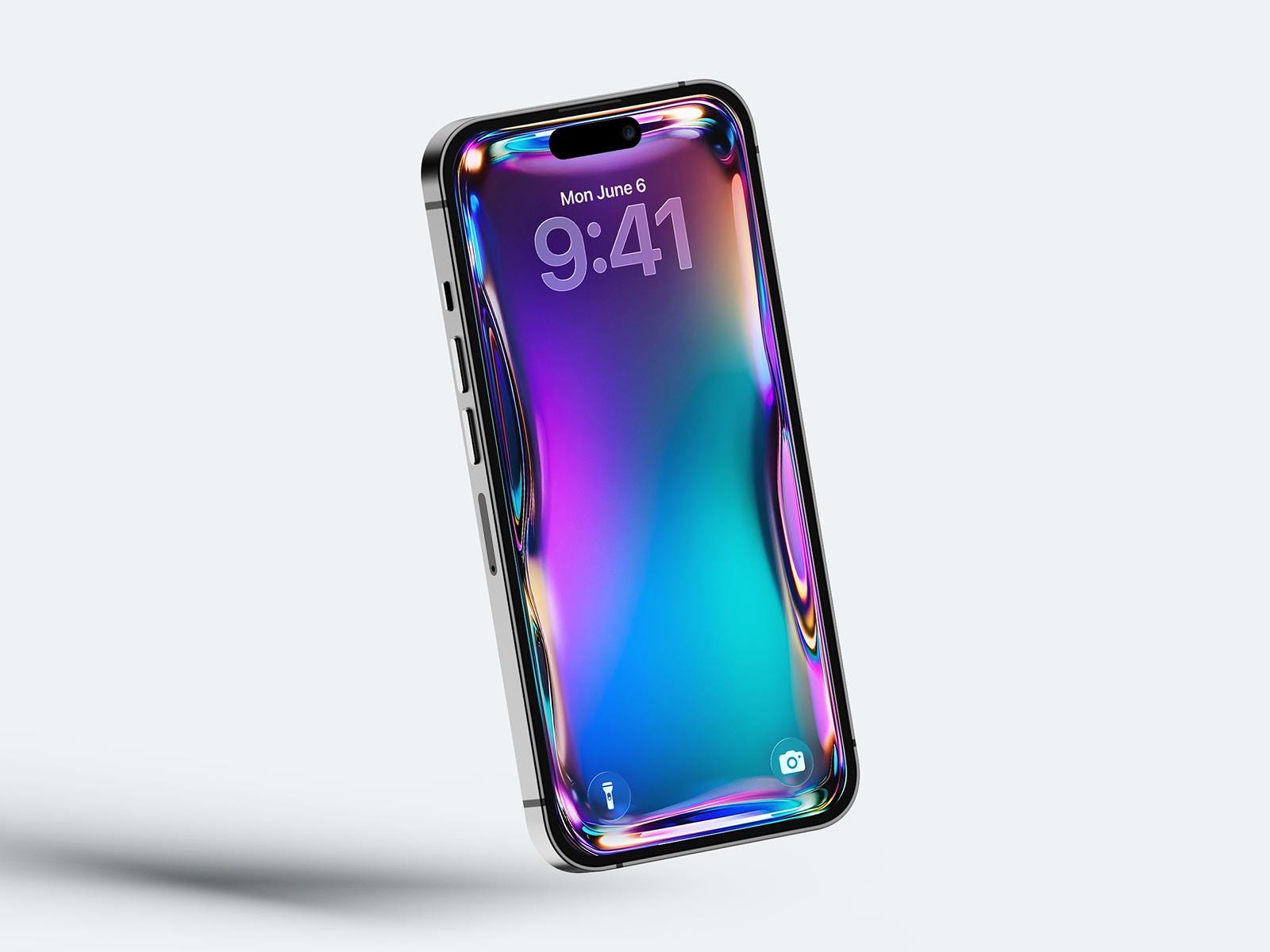 Iridescent Glass Wallpaper | Blue Purple Abstract Fluid Phone Background (Digital Download)